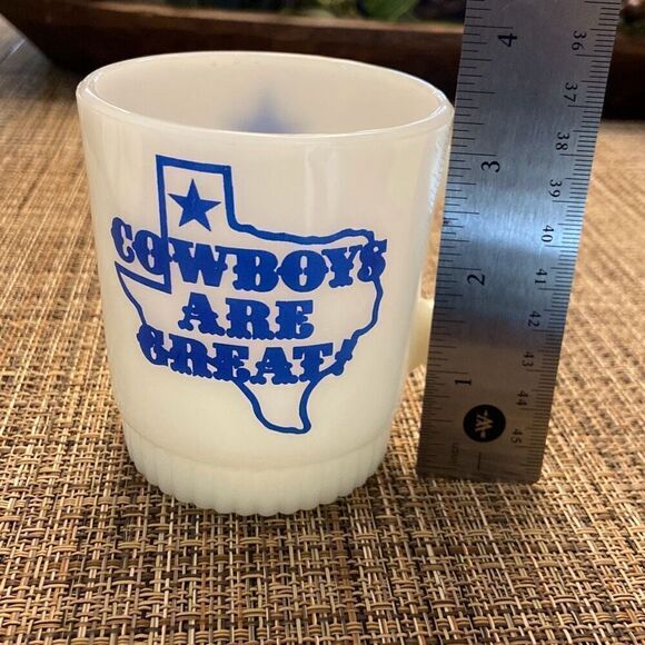 Vtg RARE Anchor Hocking Fire-King Dallas Cowboys Are Great Coffee Mug Cup NFL - Picture 11 of 12
